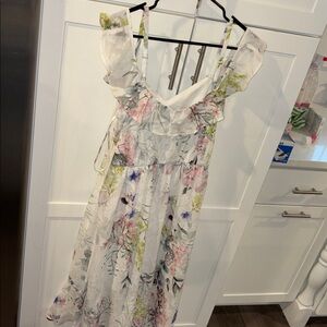 Julia Jordan Floral Asymmetrical Dress - White and Pink